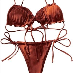 Rust Brown Bikini Swimsuit Set